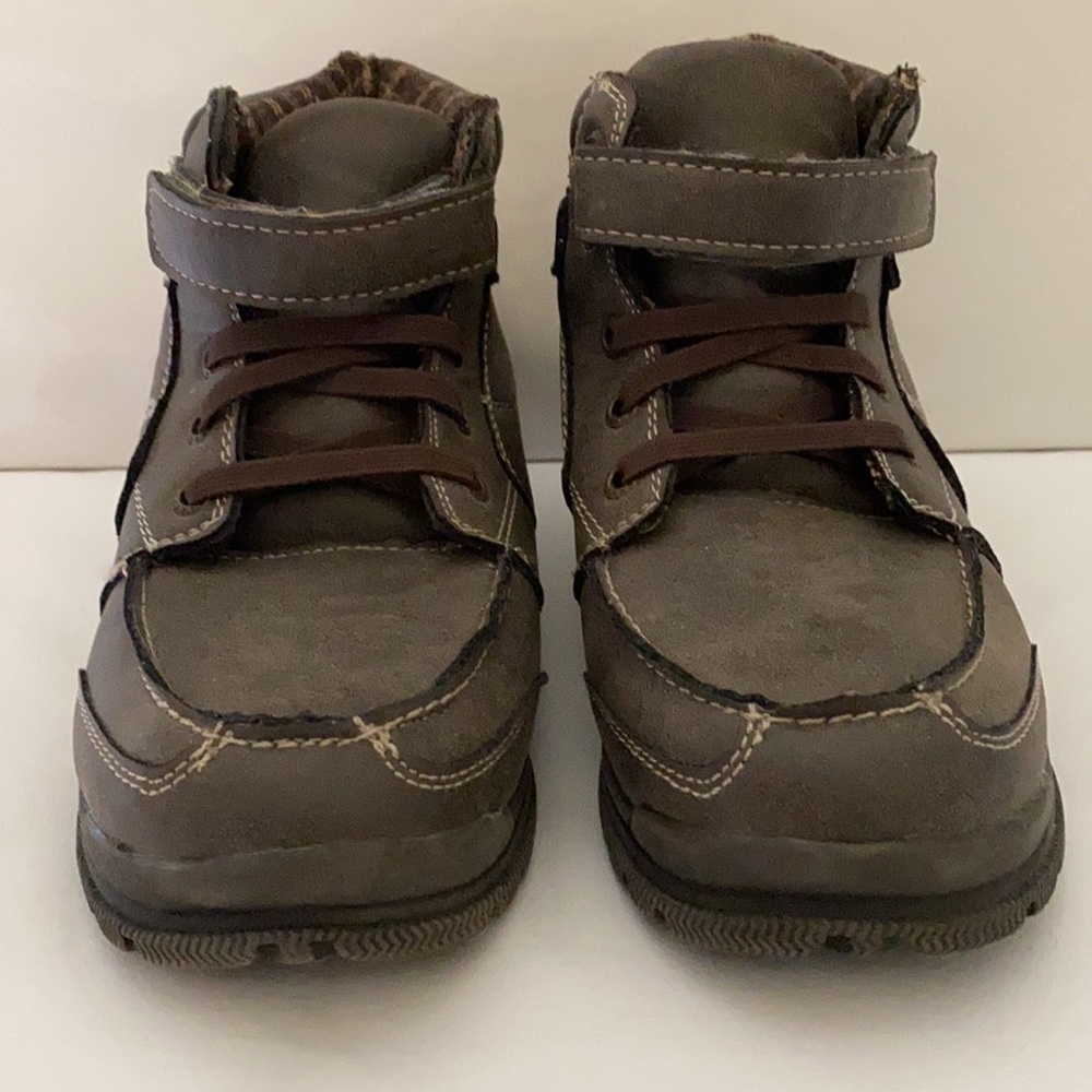Sonoma Youth Boys Lace Up Faux Leather Ankle Brown Boots Size 5 - Picture 2 of 10